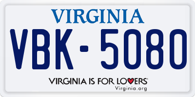 VA license plate VBK5080