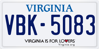 VA license plate VBK5083