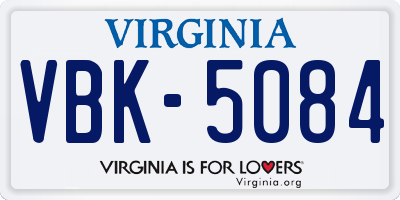 VA license plate VBK5084