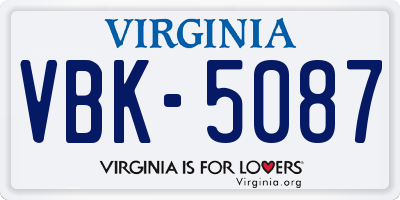 VA license plate VBK5087