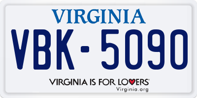 VA license plate VBK5090