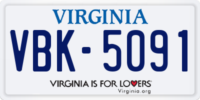 VA license plate VBK5091