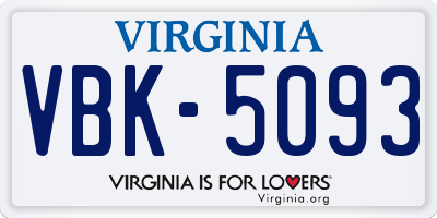 VA license plate VBK5093