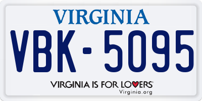 VA license plate VBK5095