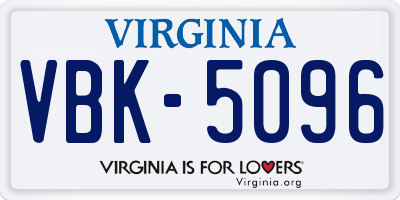VA license plate VBK5096
