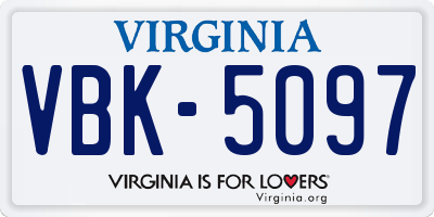 VA license plate VBK5097