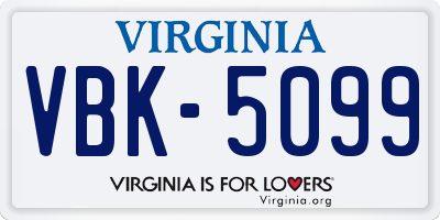 VA license plate VBK5099