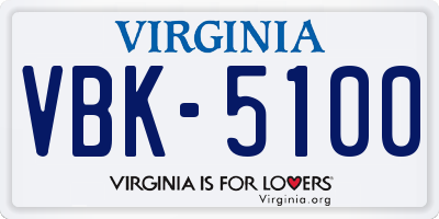 VA license plate VBK5100