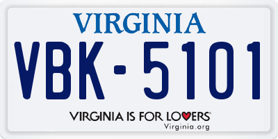 VA license plate VBK5101
