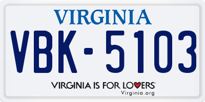 VA license plate VBK5103
