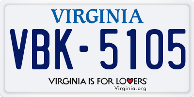 VA license plate VBK5105