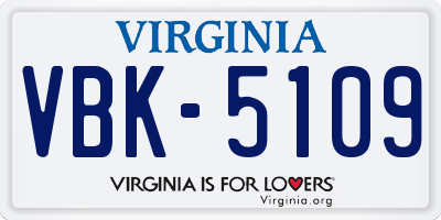 VA license plate VBK5109