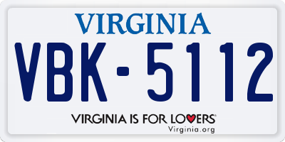 VA license plate VBK5112