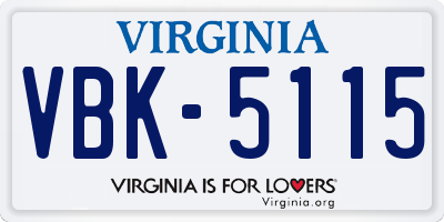 VA license plate VBK5115