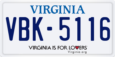 VA license plate VBK5116