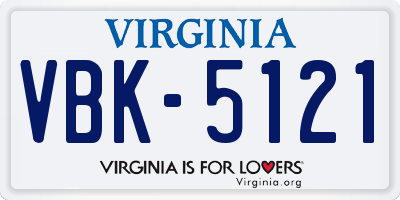 VA license plate VBK5121