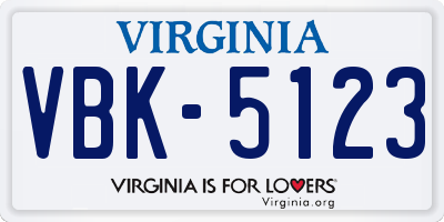 VA license plate VBK5123