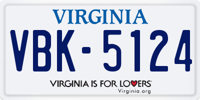 VA license plate VBK5124