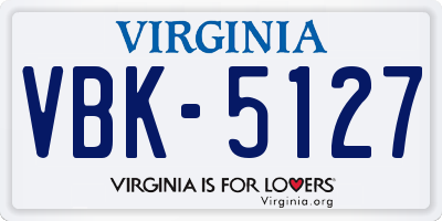 VA license plate VBK5127