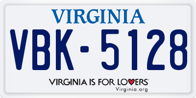 VA license plate VBK5128