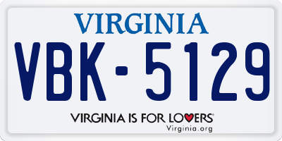 VA license plate VBK5129