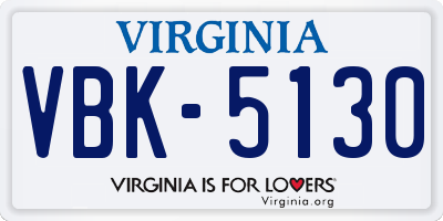 VA license plate VBK5130