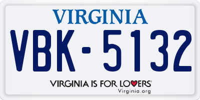 VA license plate VBK5132