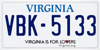 VA license plate VBK5133