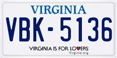 VA license plate VBK5136