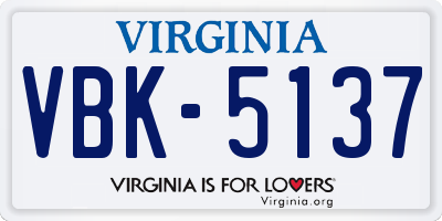 VA license plate VBK5137