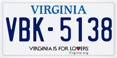 VA license plate VBK5138