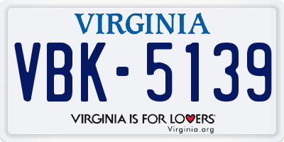 VA license plate VBK5139