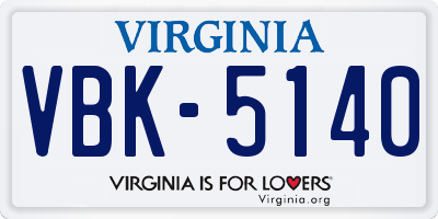 VA license plate VBK5140