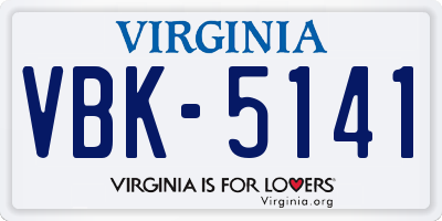 VA license plate VBK5141