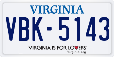 VA license plate VBK5143