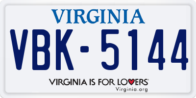 VA license plate VBK5144