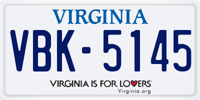 VA license plate VBK5145