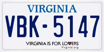 VA license plate VBK5147