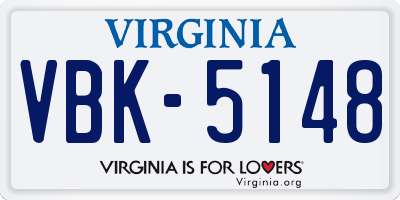 VA license plate VBK5148