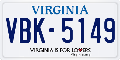VA license plate VBK5149