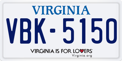 VA license plate VBK5150