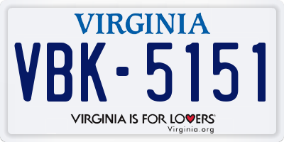 VA license plate VBK5151