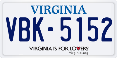 VA license plate VBK5152