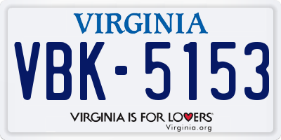 VA license plate VBK5153