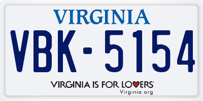 VA license plate VBK5154
