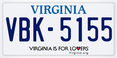 VA license plate VBK5155