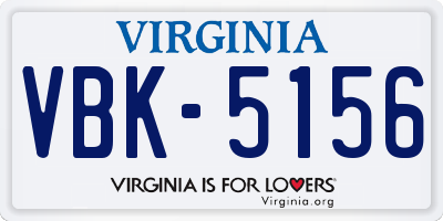 VA license plate VBK5156