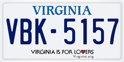 VA license plate VBK5157