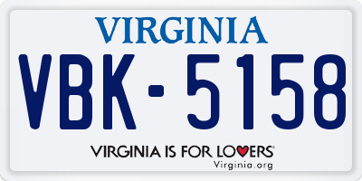 VA license plate VBK5158
