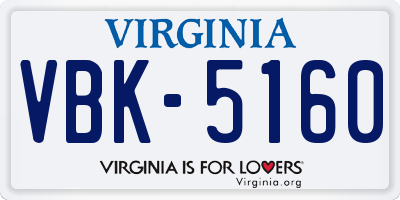VA license plate VBK5160